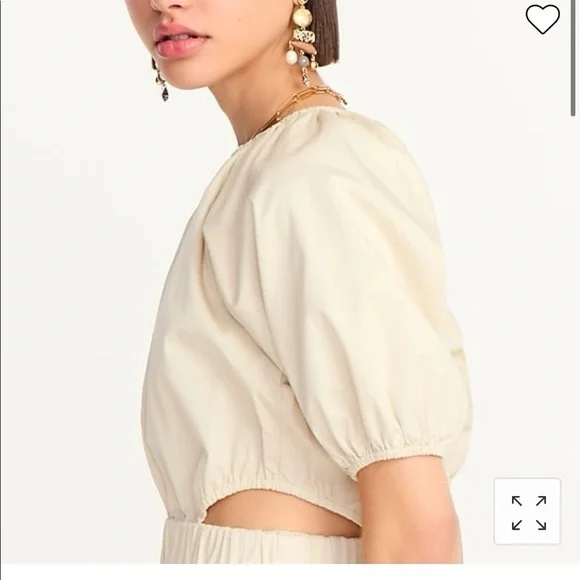 NWT J.Crew Puff-Sleeve Side-Cutout Mini Dress Lightweight Chino Size 22 Sold Out - Picture 2 of 13